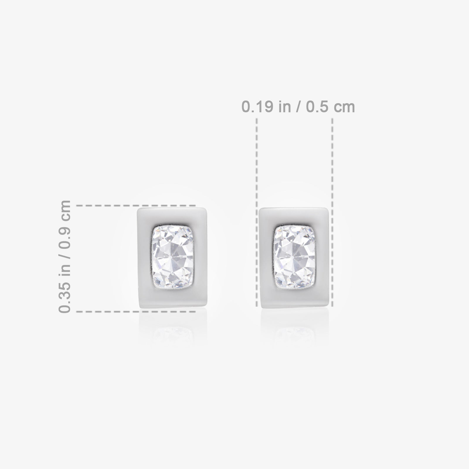 CZ Frame Stud Earrings for Women – 925 Sterling Silver Rhodium Plated