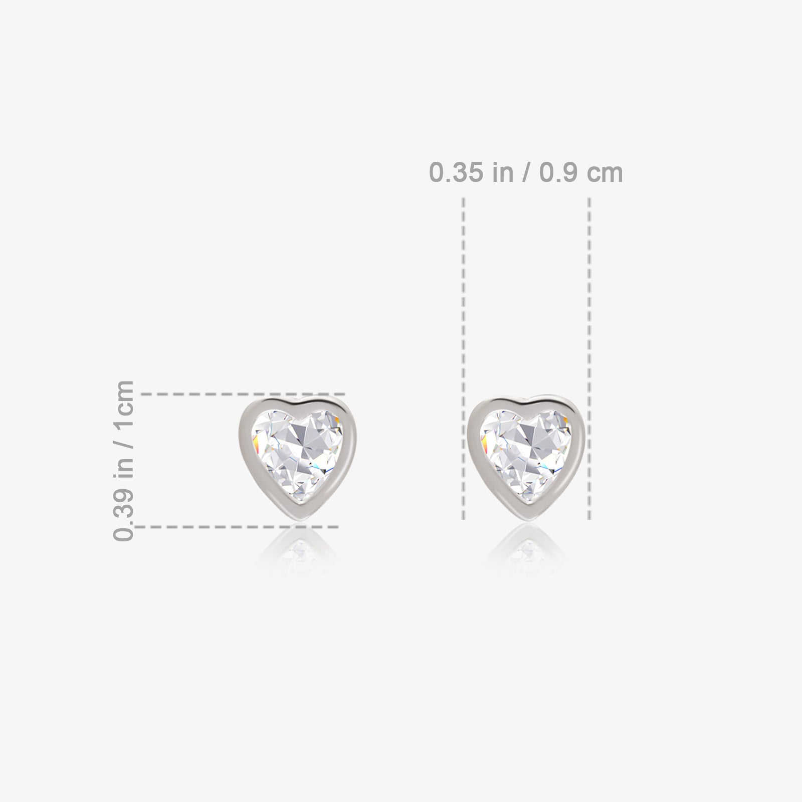 Heart Bezel Stud Earrings For Women – 925 Sterling Silver Rhodium Plated