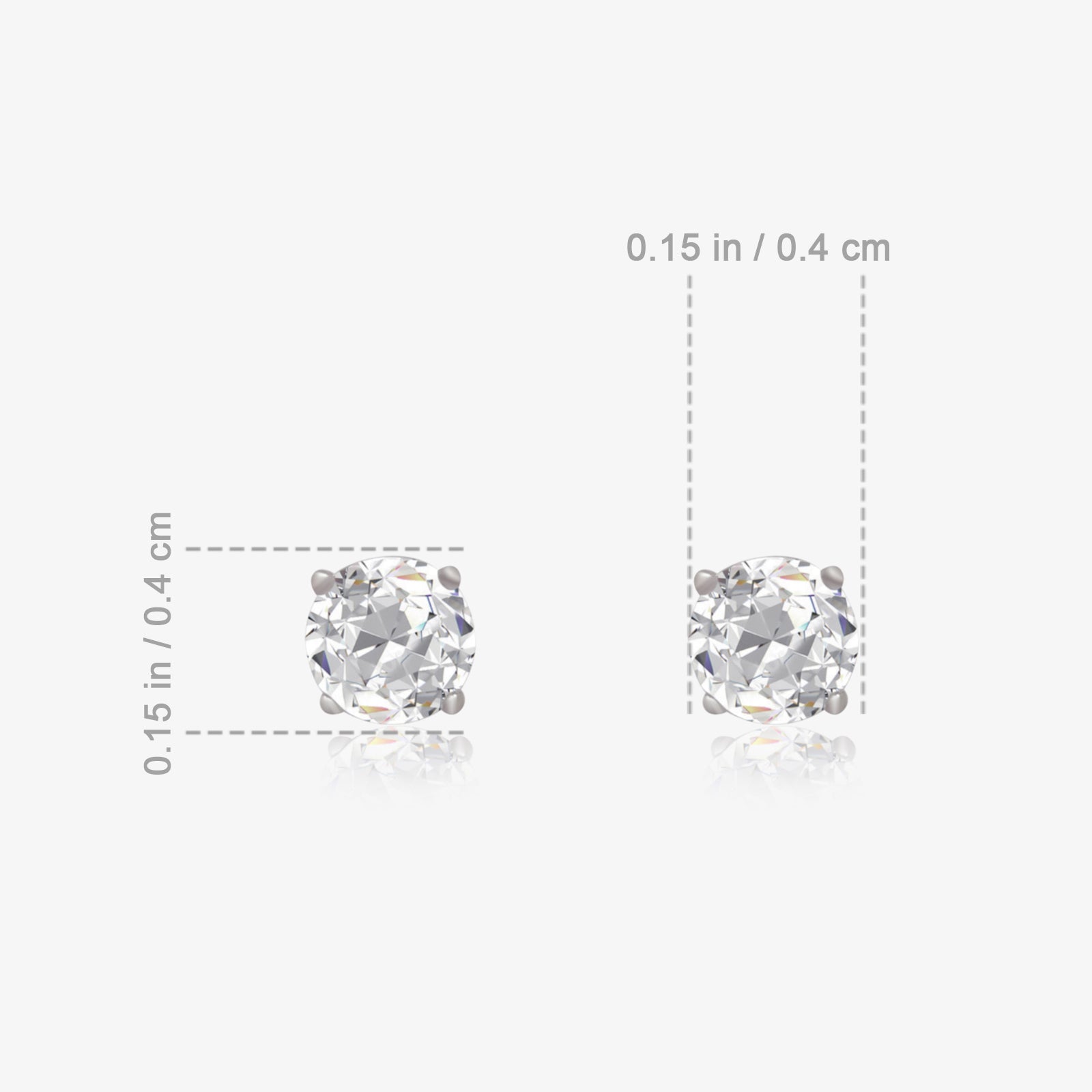 Round CZ Stud Earrings For Women – 925 Sterling Silver Rhodium Plated