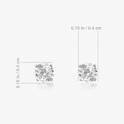 Round CZ Stud Earrings For Women – 925 Sterling Silver Rhodium Plated