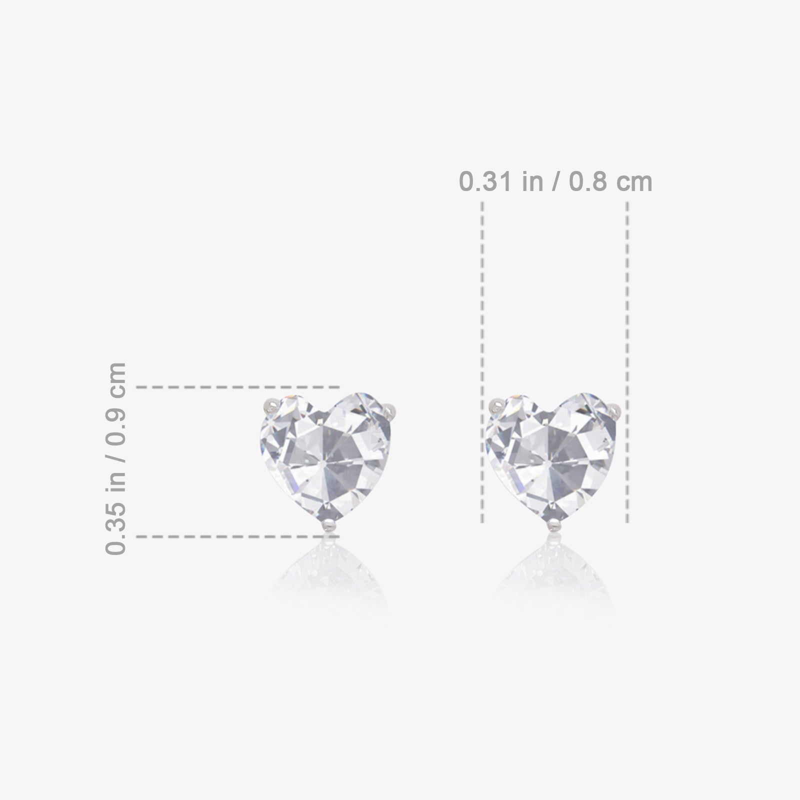 Heart Cut Crystal Stud Earrings for Women – 925 Sterling Silver Rhodium Plated