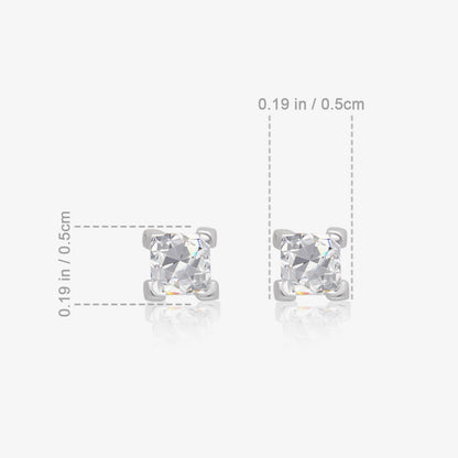 Cushion Cut Stud Earrings for Women – 925 Sterling Silver Rhodium Plated