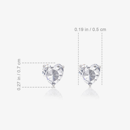 CZ Heart Stud Earrings For Women – 925 Sterling Silver Rhodium Plated