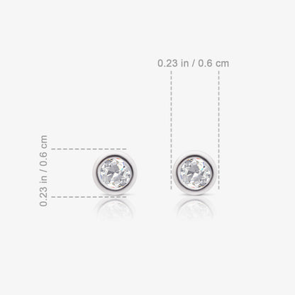 CZ Bezel Earrings For Women – 925 Sterling Silver Rhodium Plated