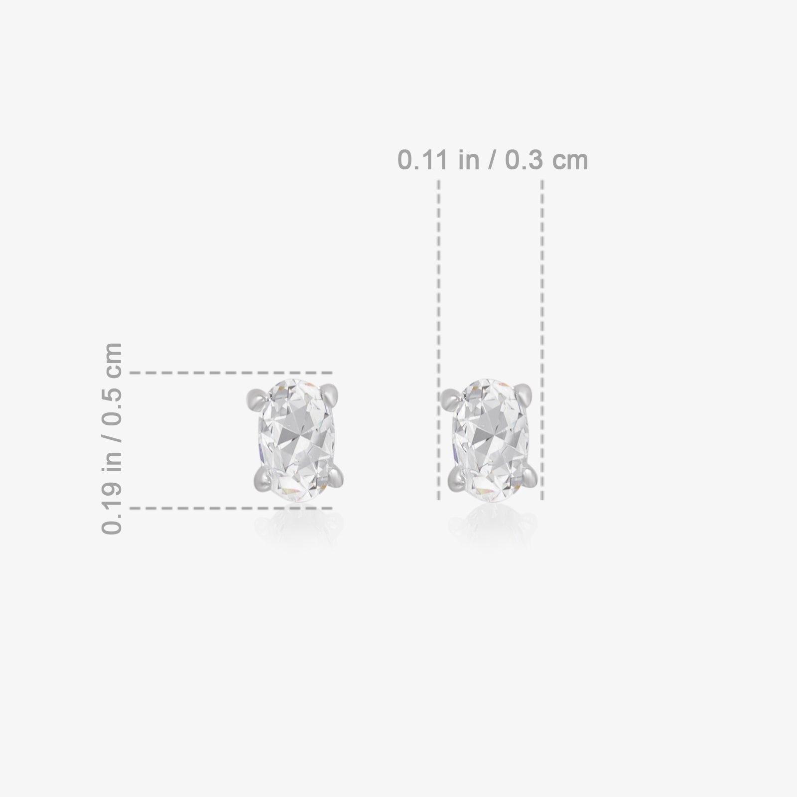 White Oval CZ Stud Earrings For Women – 925 Sterling Silver Rhodium Plated