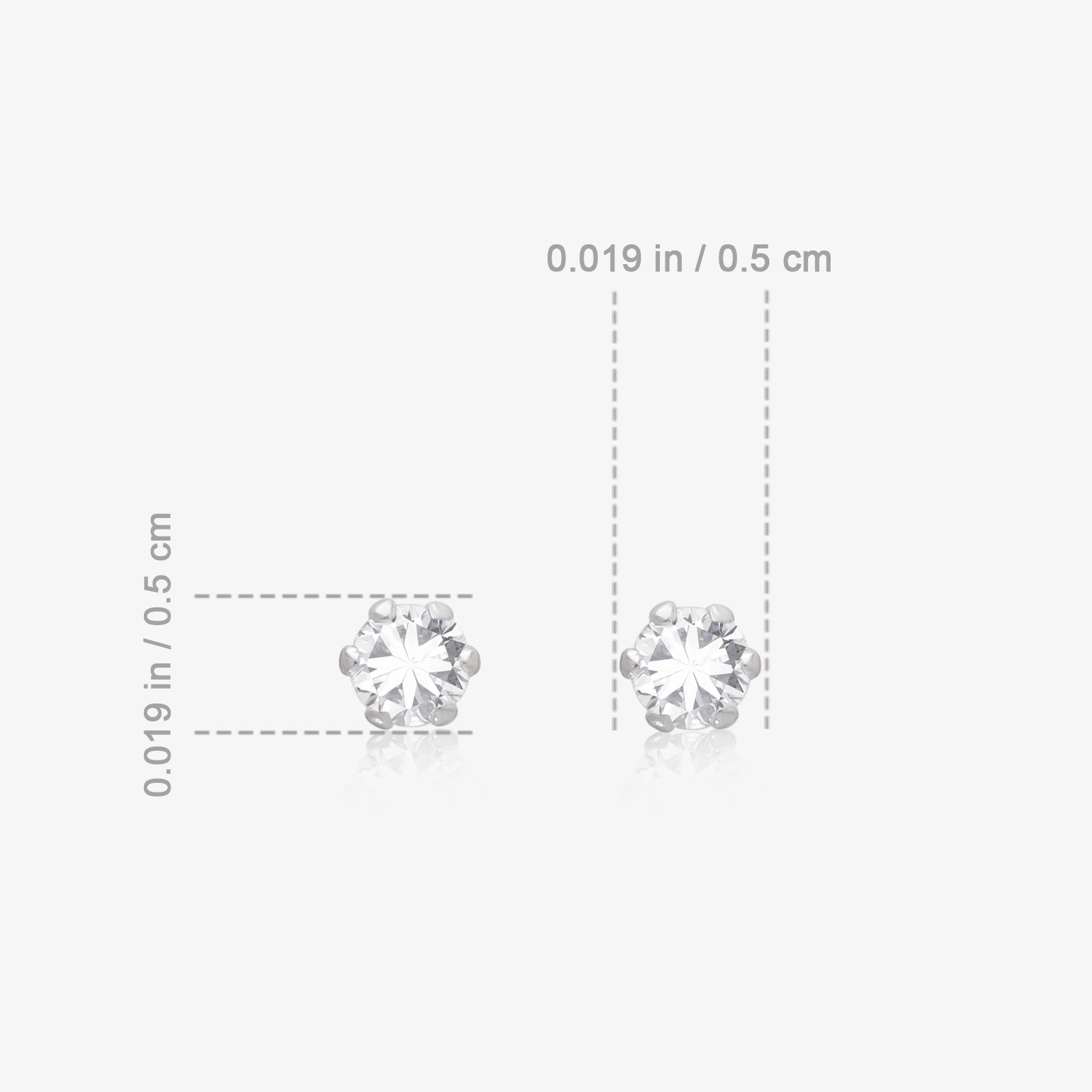 CZ Solitaire Stud Earrings For Girls – 925 Sterling Silver Rhodium Plated