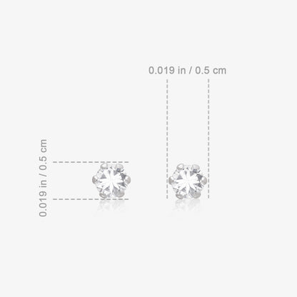 CZ Solitaire Stud Earrings For Girls – 925 Sterling Silver Rhodium Plated