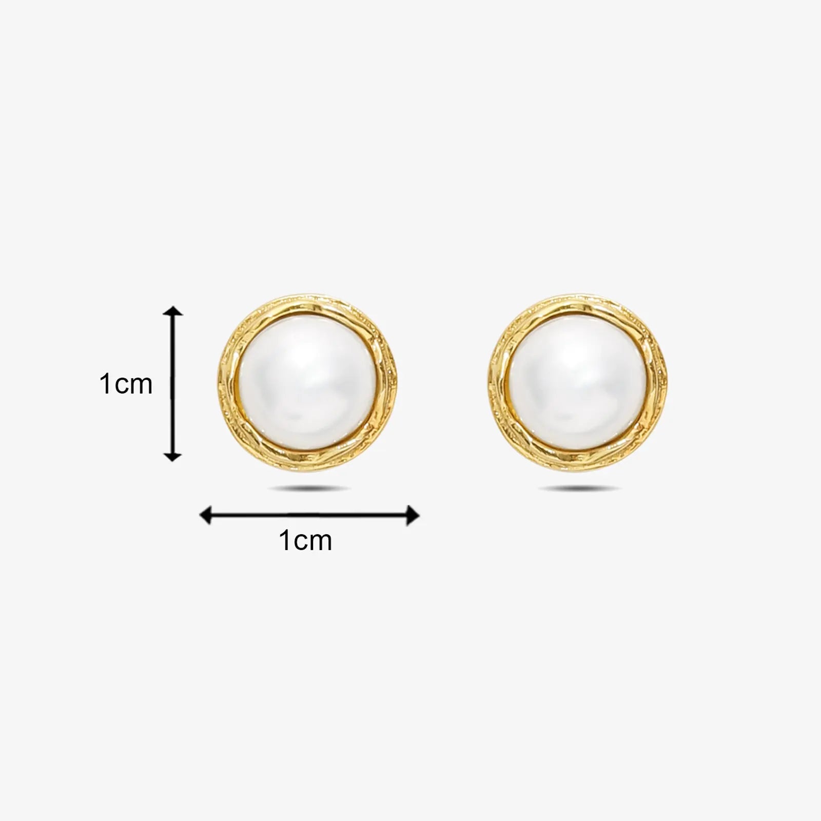 Gold Plated Silver Round White Pearl Stud Earrings - Tweov Jewels