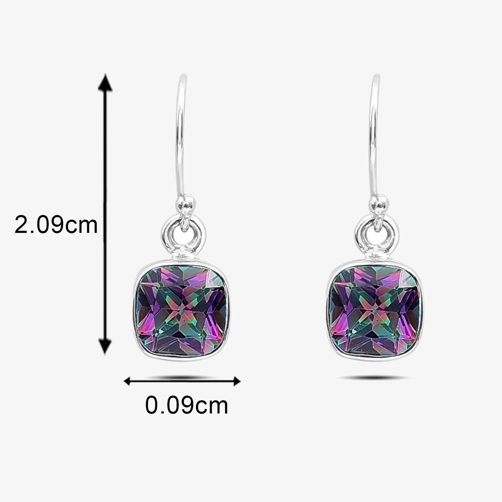 Silver Mystic Topaz Stone Studded Dangle Earrings