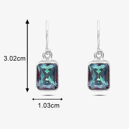 Purple Mystic Topaz Stone Studded Silver Drop Earrings