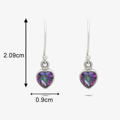 Heart Shape Mystic Topaz Studded Silver Earrings
