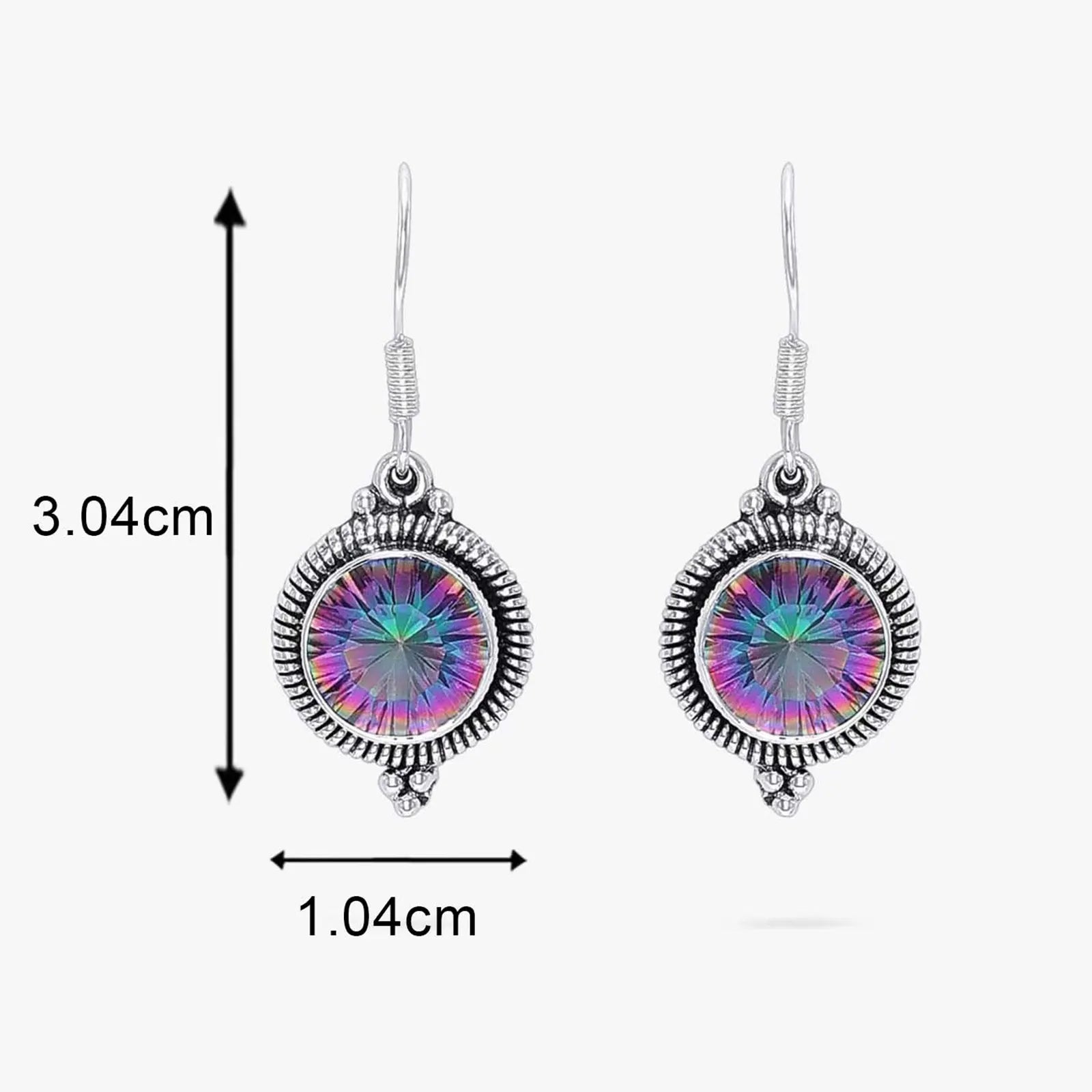 Oxidized Silver Round Dangle Earrings