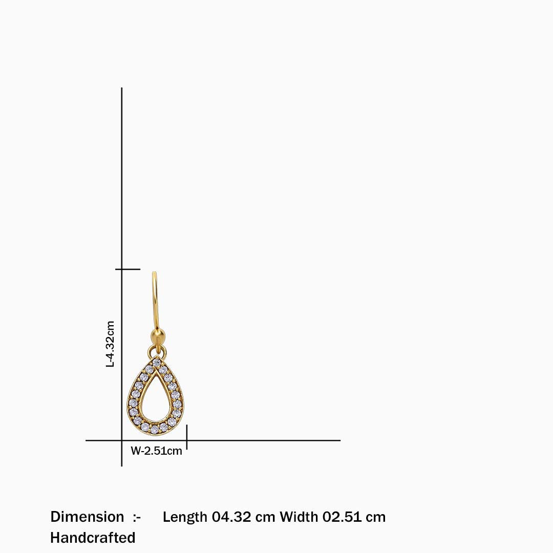 Pure Silver Earrings - Gold Plated CZ Dew Drop - Tweov Jewels