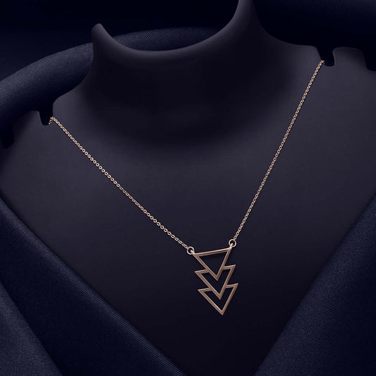 Pure Silver Necklace - Mesmerizing Rose Gold Arrow Pattern - Tweov Jewels