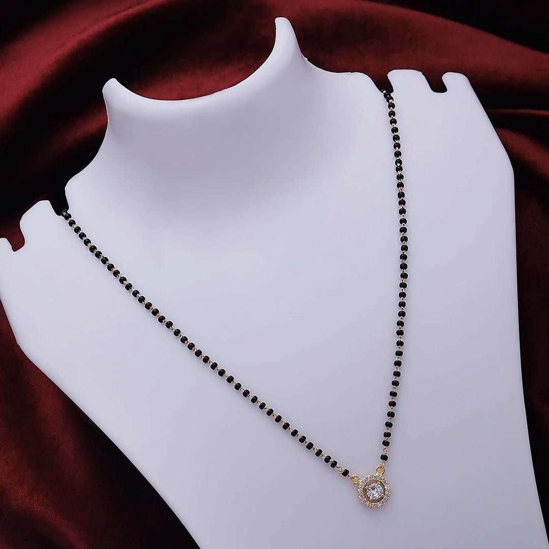 Gold Plated Sterling Silver AD-Studded Mangalsutra - Tweov Jewels