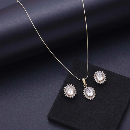 Pure Silver Jewellery Sets - Dazzling American Diamond Pendant Set - Tweov Jewels