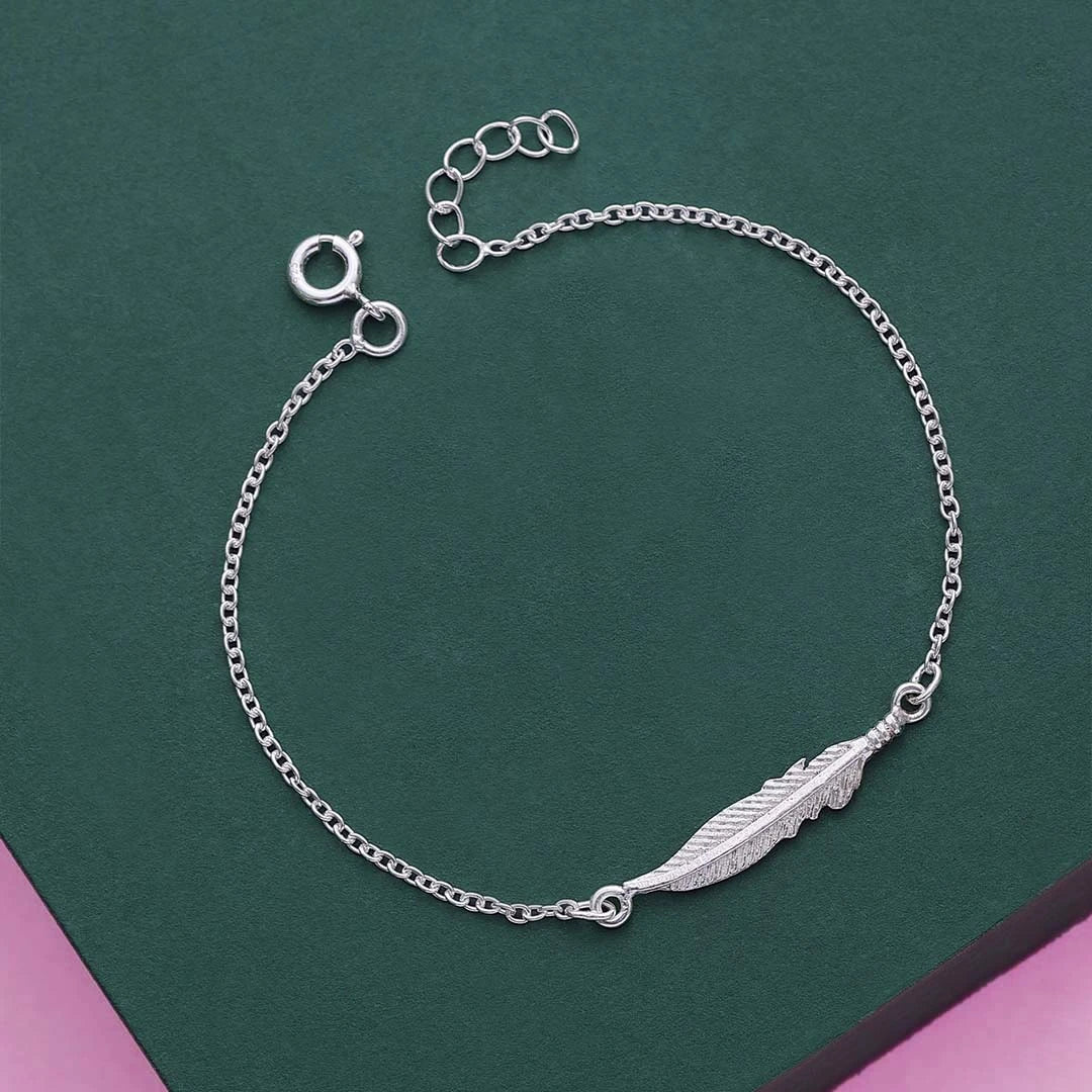 Pure 925 Sterling Silver Feather Bracelet for Women - Tweov Jewels