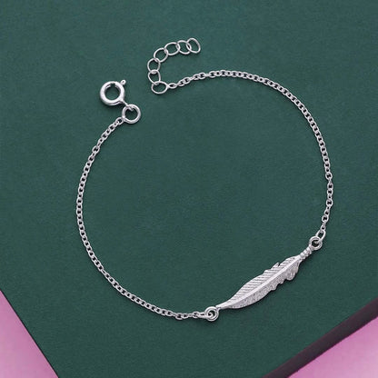 Pure 925 Sterling Silver Feather Bracelet for Women - Tweov Jewels