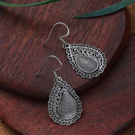 Pure 925 Silver Earrings - Oxidised Teardrop Model - Tweov Jewels