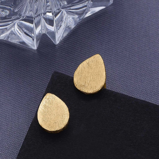 Pure Silver Stud Earrings - Mini Petal Gold Plated Accents - Tweov Jewels