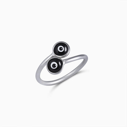 Found My Strength Silver-Black Evil Eye Ring - Tweov Jewels