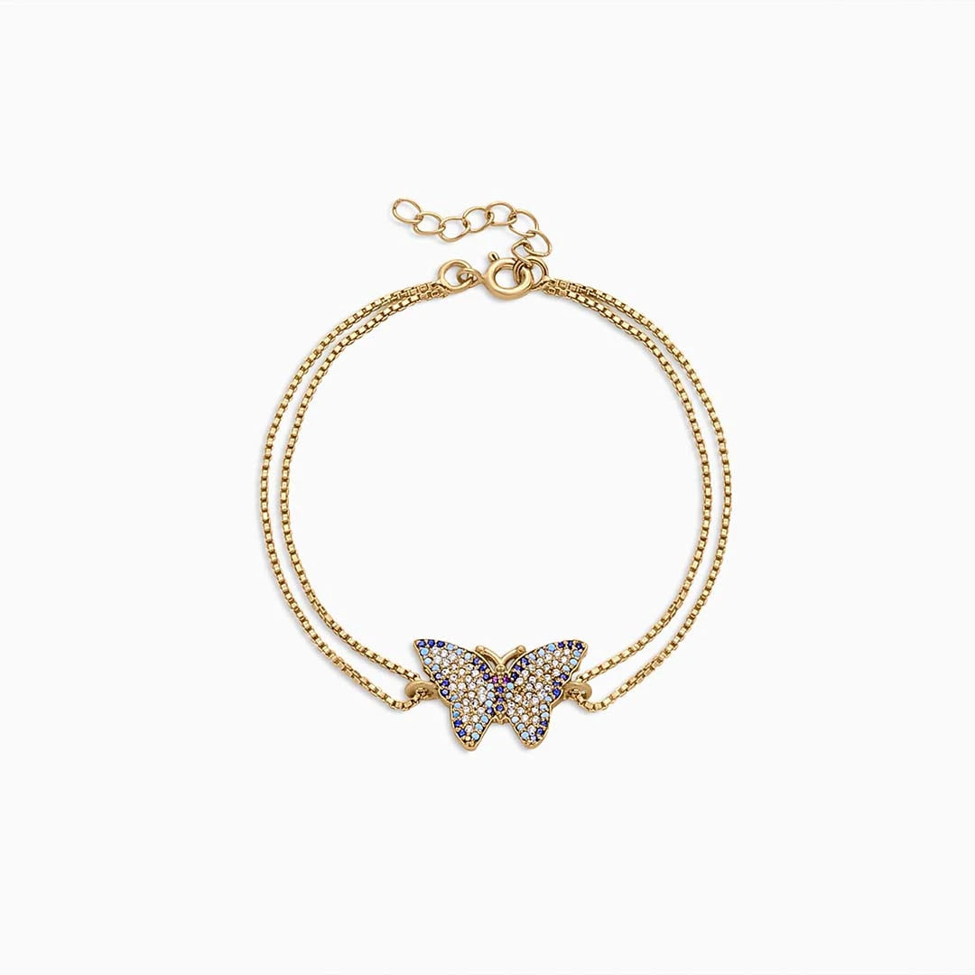 Gold plated Sterling Silver Cz Butterfly Bracelet for Women - Tweov Jewels