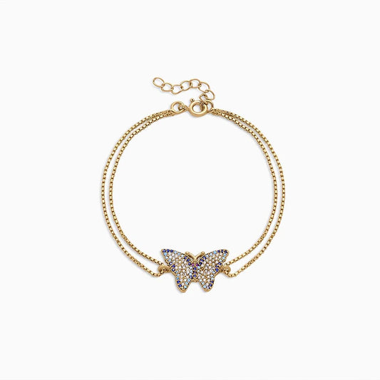 Gold plated Sterling Silver Cz Butterfly Bracelet for Women - Tweov Jewels
