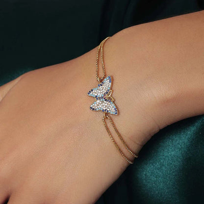 Gold plated Sterling Silver Cz Butterfly Bracelet for Women - Tweov Jewels
