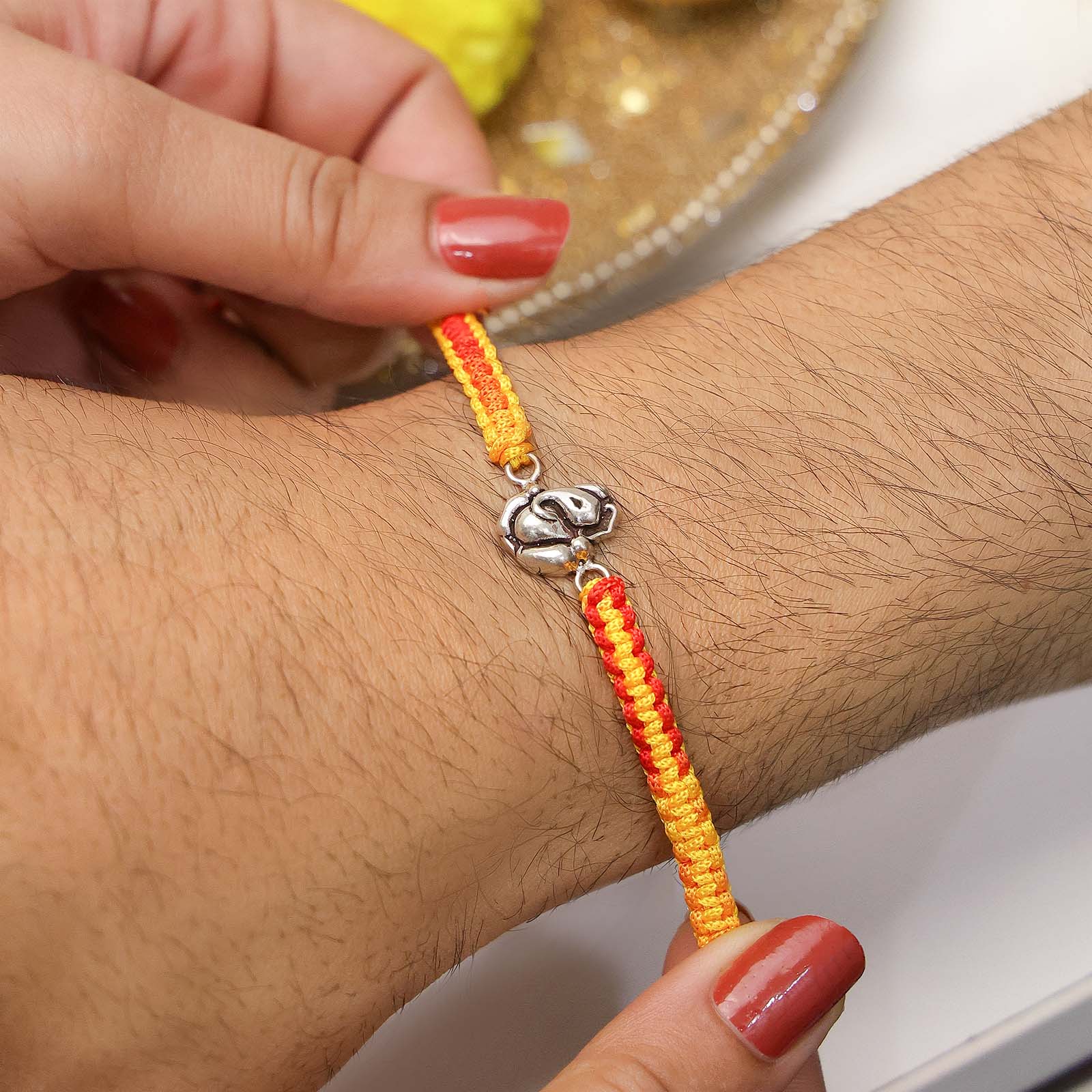 Ganpati/Ganesha Silver Rakhi - Tweov Jewels