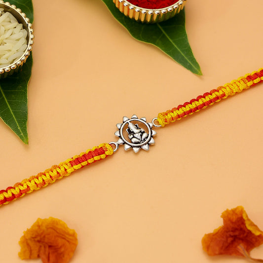 Ganesha Pure Silver Rakhi for brother - Tweov Jewels