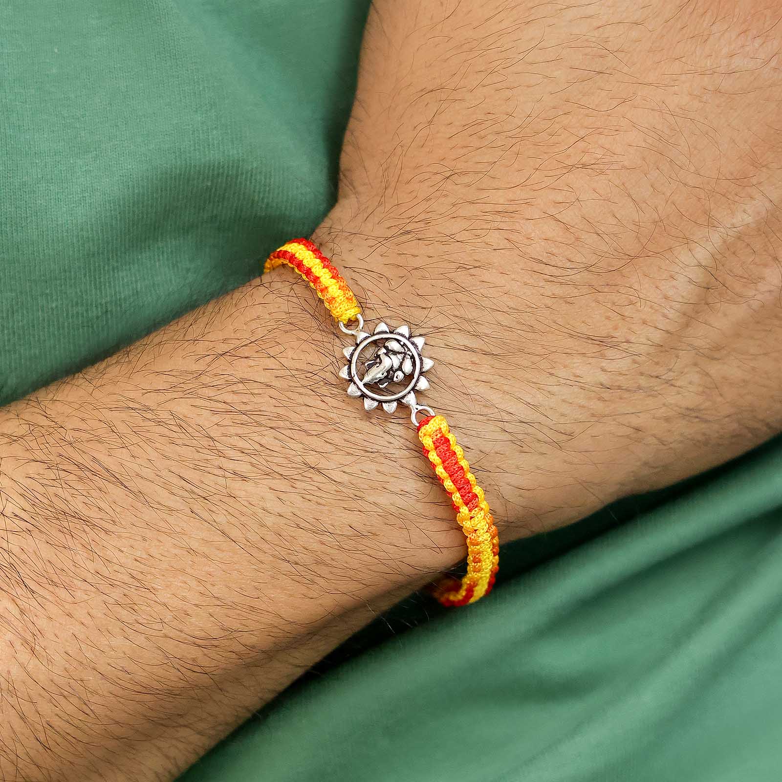 Ganesha Pure Silver Rakhi for brother - Tweov Jewels