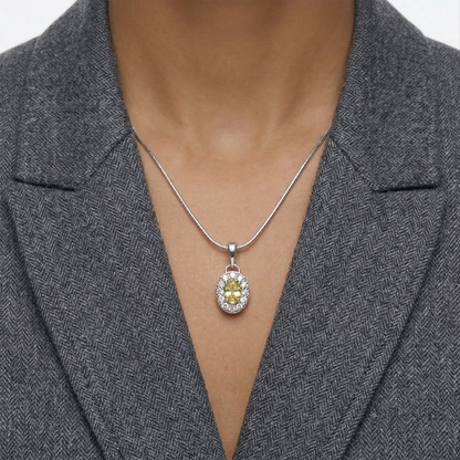 Yellow Oval Cut CZ Pendant Chain For Women – 925 Sterling Silver Rhodium Plated
