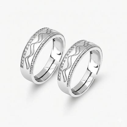 Wave & Braid Band Ring for Men & Women – 925 Sterling Silver Rhodium Plated