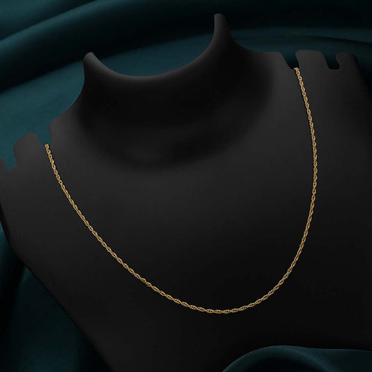 Pure 925 Silver Chain - Classic Rope Chain With Gold Finish - Tweov Jewels