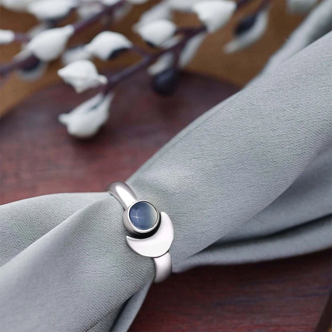 Pure Silver Ring - Sparkling Moonlit Grey Moonstone - Tweov Jewels