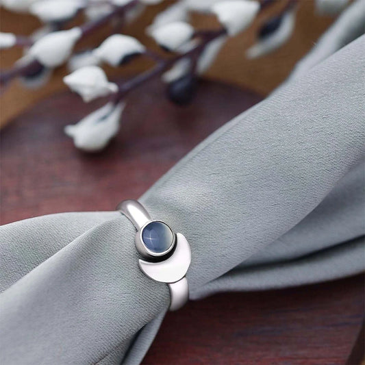 Pure Silver Ring - Sparkling Moonlit Grey Moonstone - Tweov Jewels