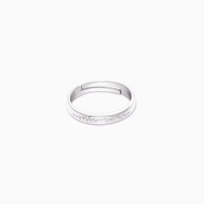 Pure Silver Ring - Engraved With Heartbeat - Tweov Jewels