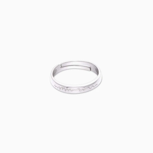 Pure Silver Ring - Engraved With Heartbeat - Tweov Jewels