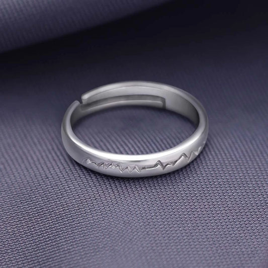 Pure Silver Ring - Engraved With Heartbeat - Tweov Jewels