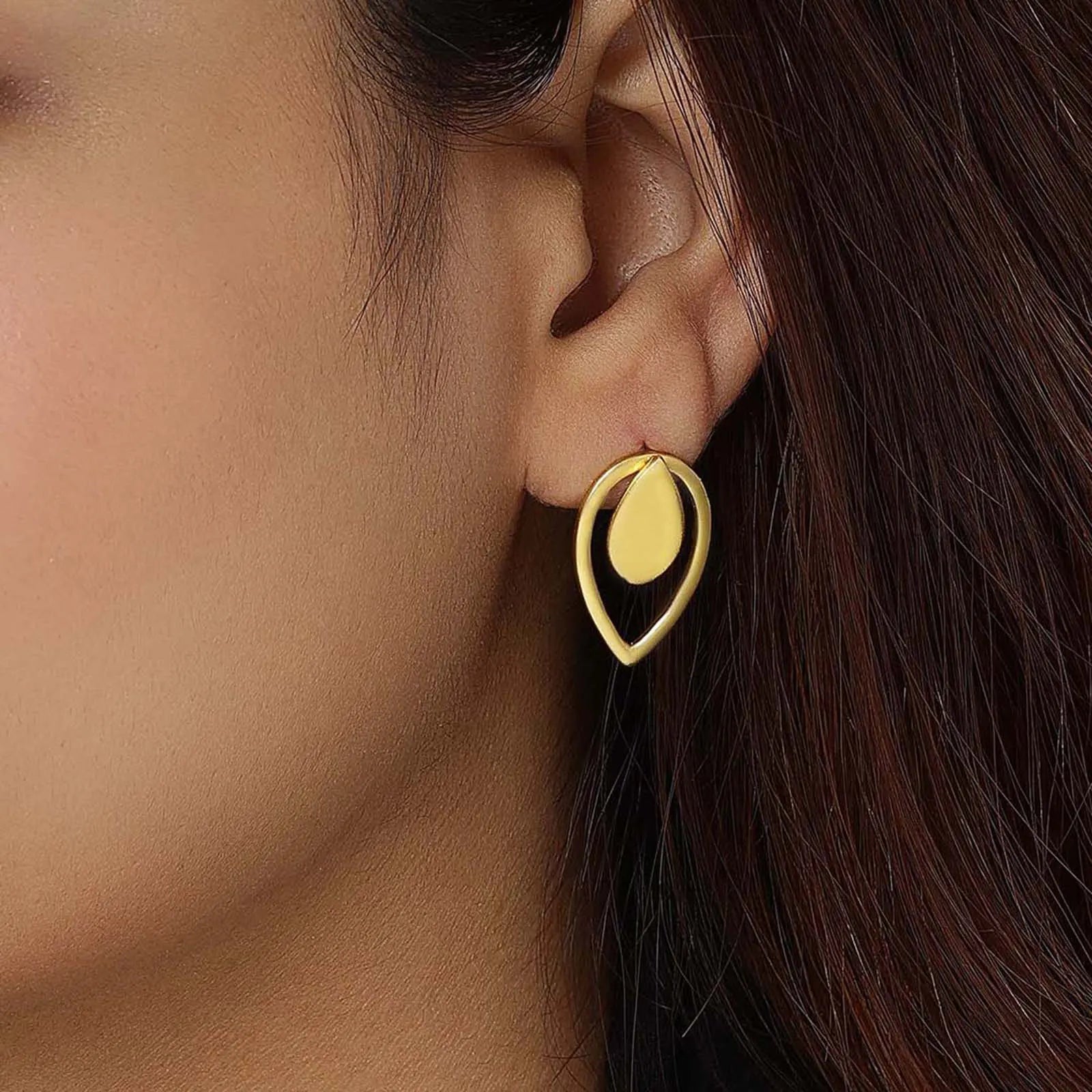 Pure Silver Earrings - 2 in 1 Dew Drop Model With Gold Finish - Tweov Jewels