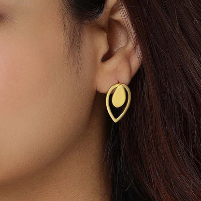 Pure Silver Earrings - 2 in 1 Dew Drop Model With Gold Finish - Tweov Jewels
