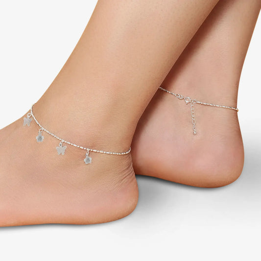 Butterfly Bloom Silver Anklet - Tweov Jewels