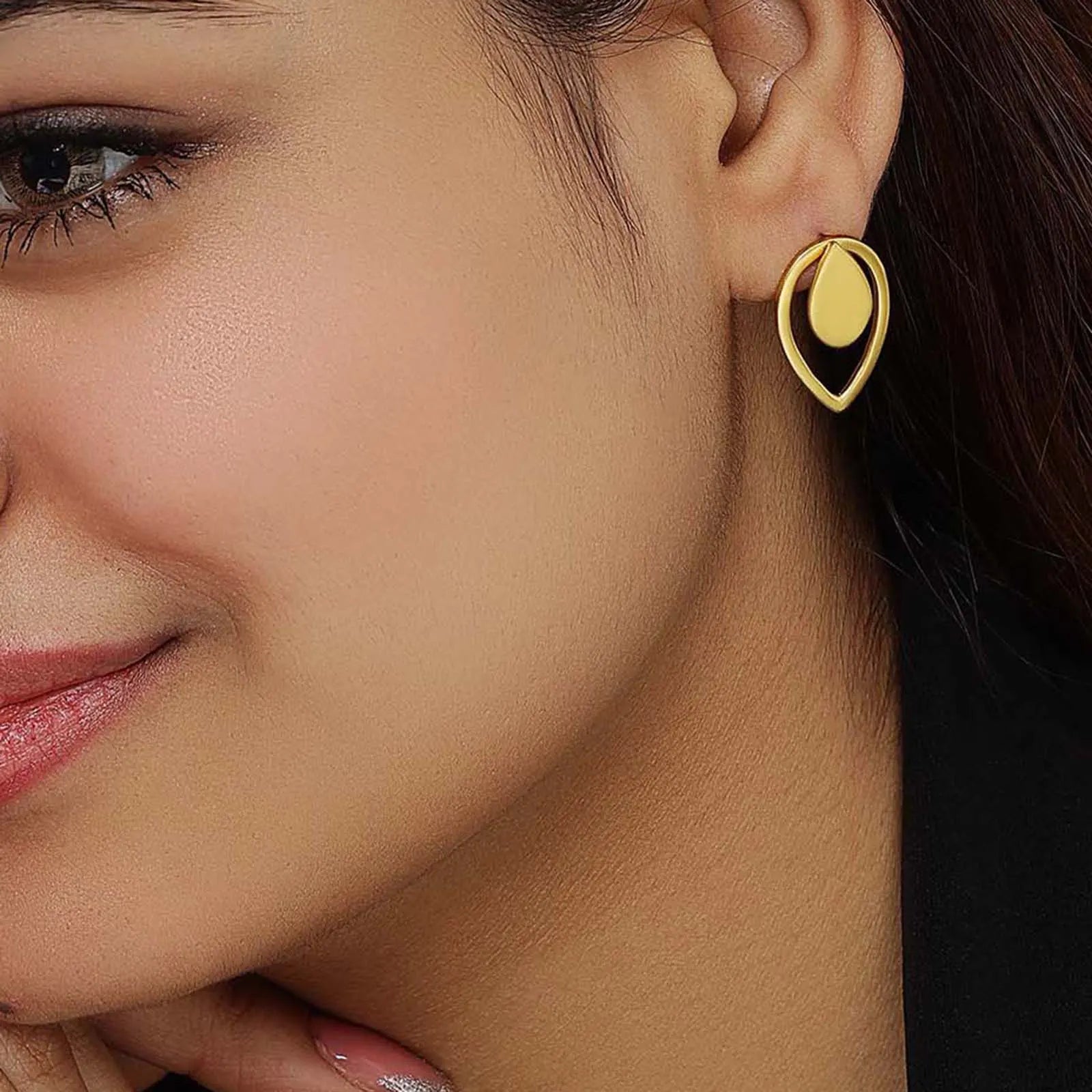 Pure Silver Earrings - 2 in 1 Dew Drop Model With Gold Finish - Tweov Jewels