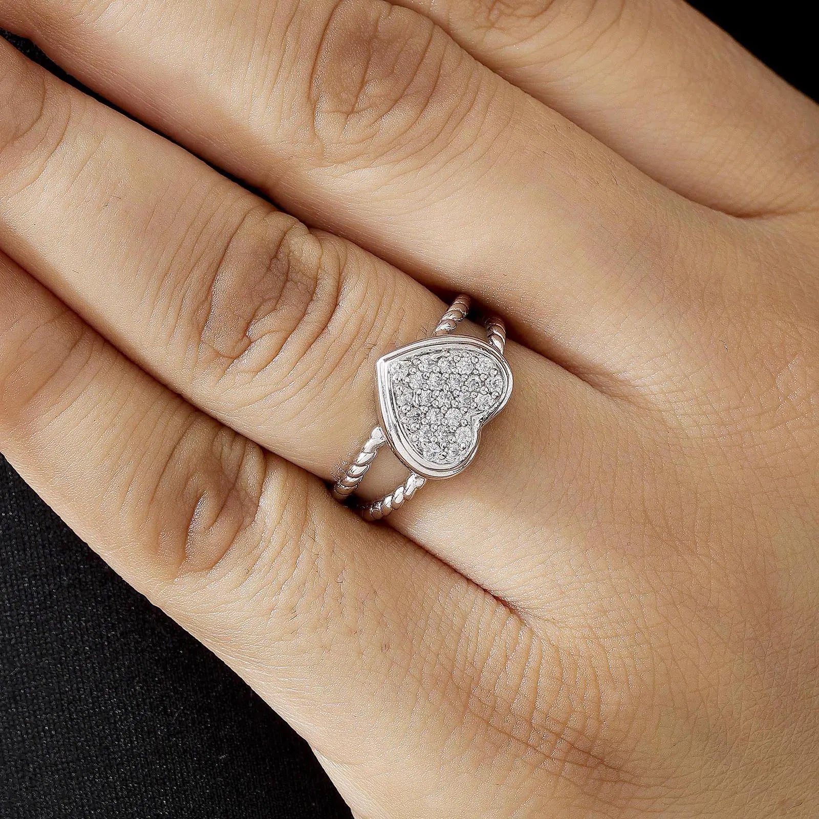 Zircon Heart Silver Ring - Tweov Jewels