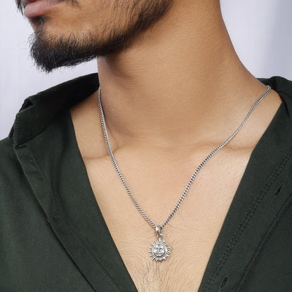 Oxidized Pure Silver Sun Pendant