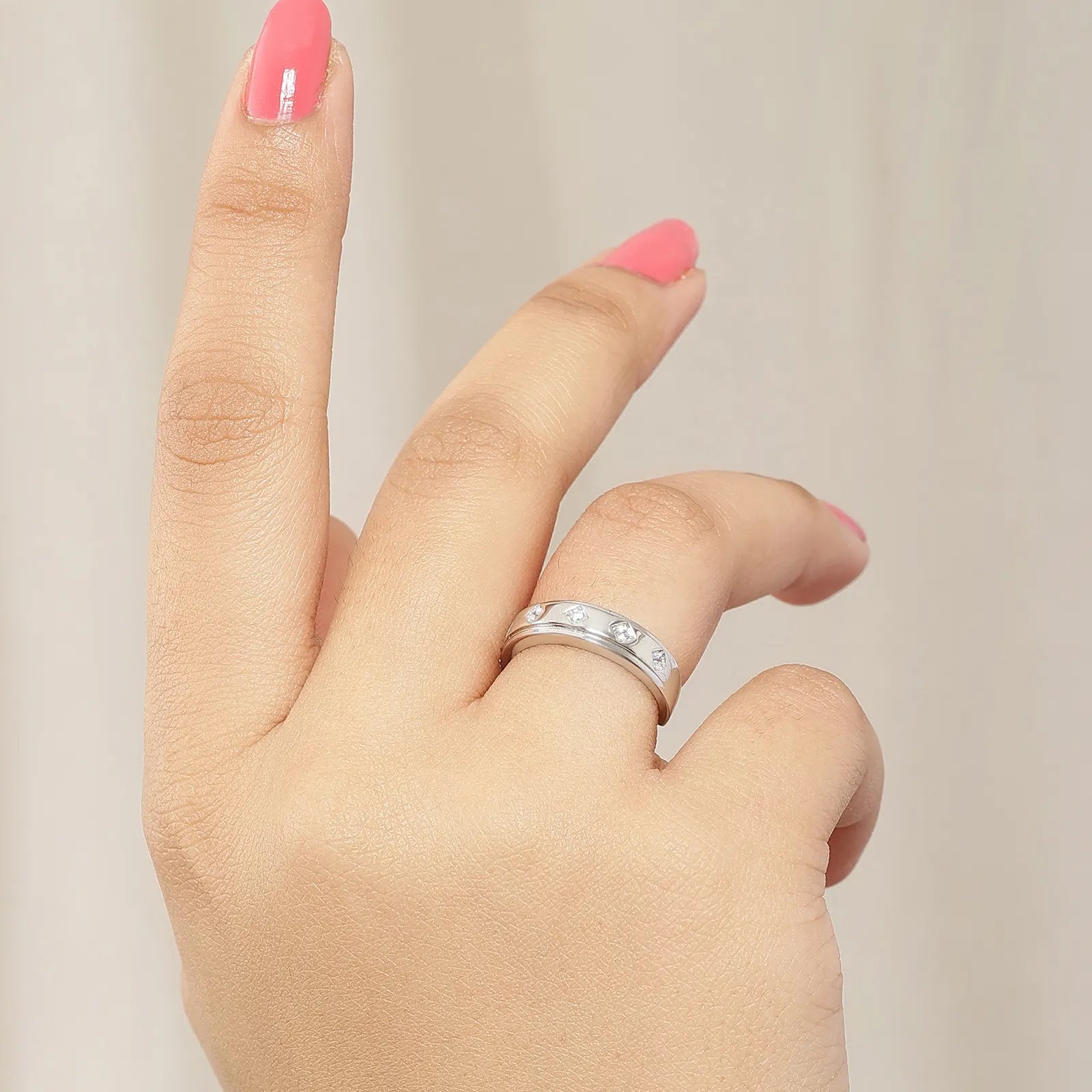 Silver CZ Band Ring for Women - Tweov Jewels