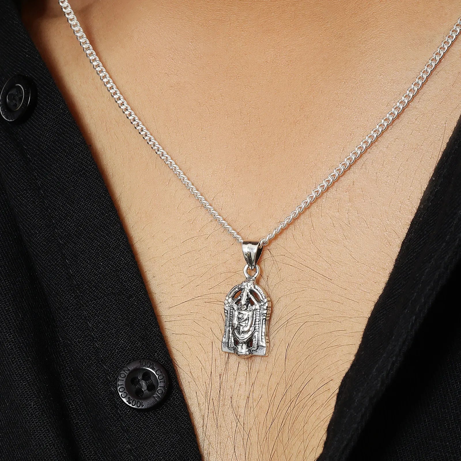 Pure Silver Tirupati Balaji Pendant - Tweov Jewels