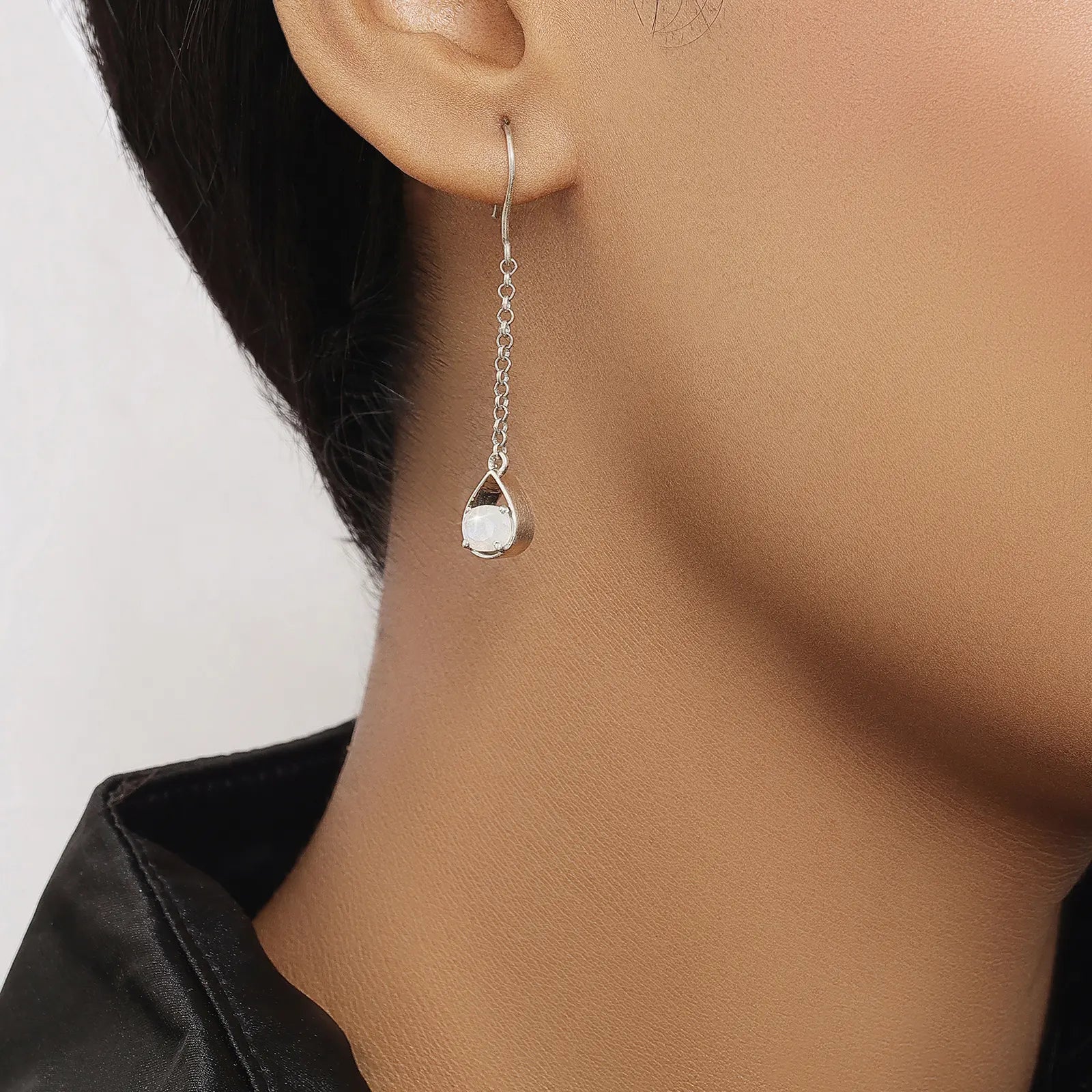 Moonstone Long Drop Earring Design - Tweov Jewels
