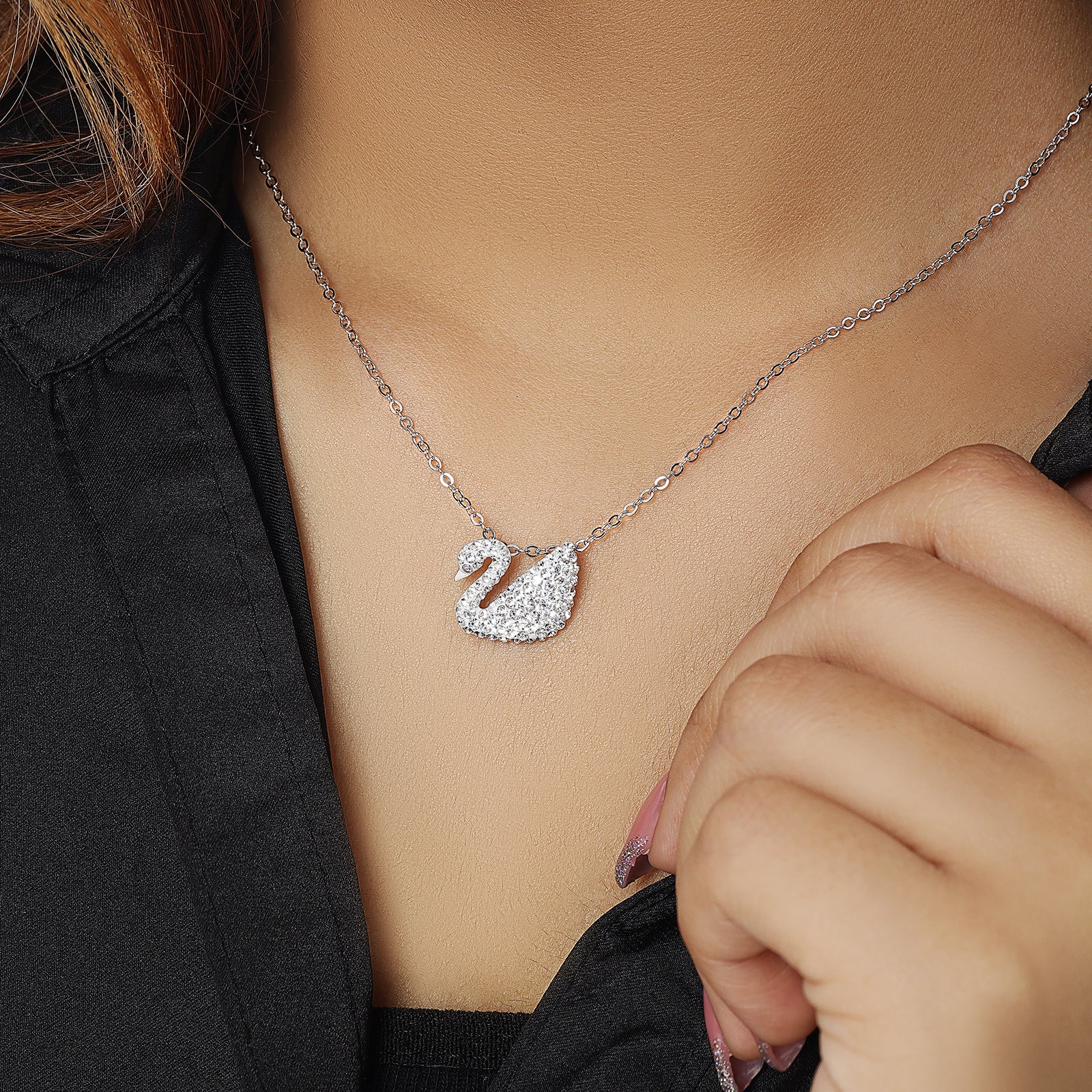 Swan Design Silver Pendant Necklace - Tweov Jewels