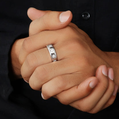 Silver CZ Band Ring for Men - Tweov Jewels